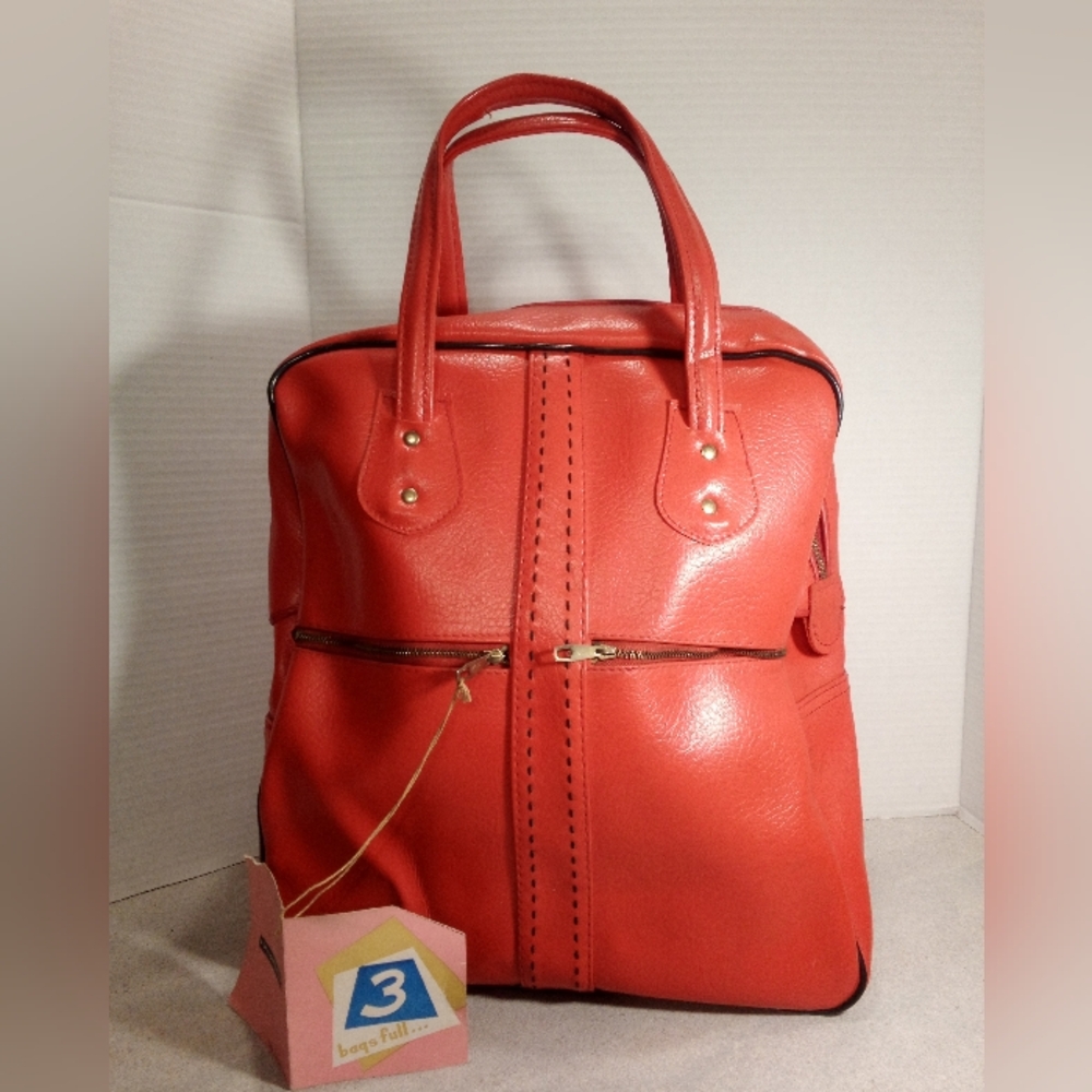Vintage 1970's Westport Corp. Red Maxi Tote Bag Unused